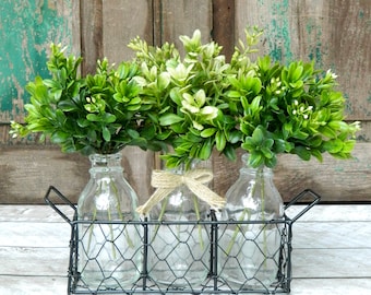 Farmhouse Decor - Boxwood Arrangement - Rustic Decor - Boxwood Vase - Custom Made