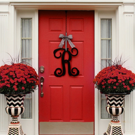 Monogram Wreath Front Door Wreath Monogram Decoration Etsy