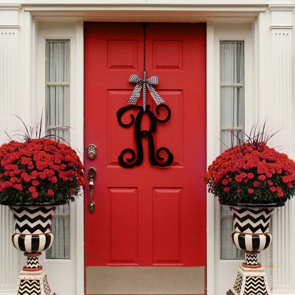 Monogram Wreath - Front Door Wreath - Monogram Decoration - Couples Gift - Choose Bow