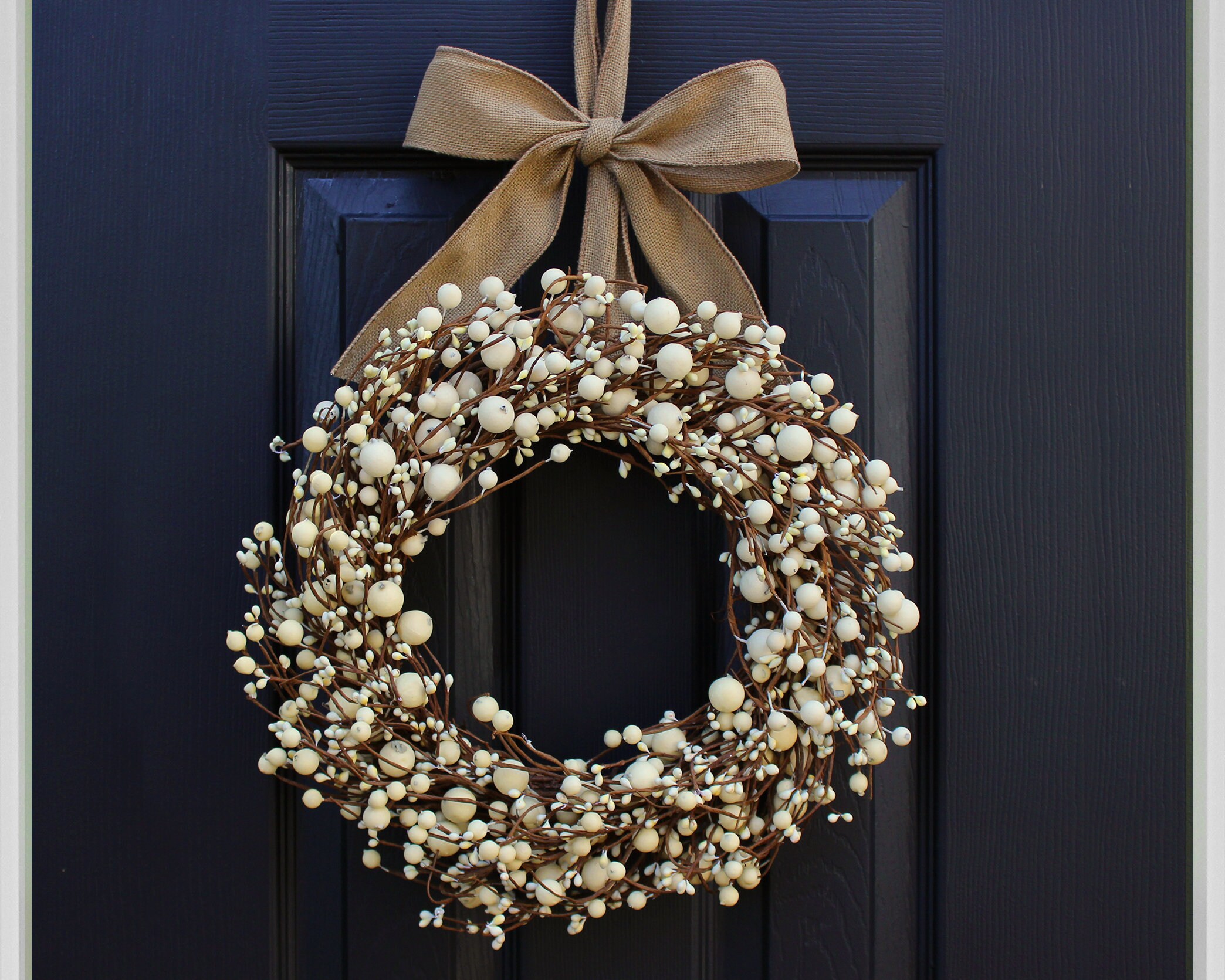 Everyday Wreath -  Cream Berry Wreath - All Season Wreath - Choose Bo…