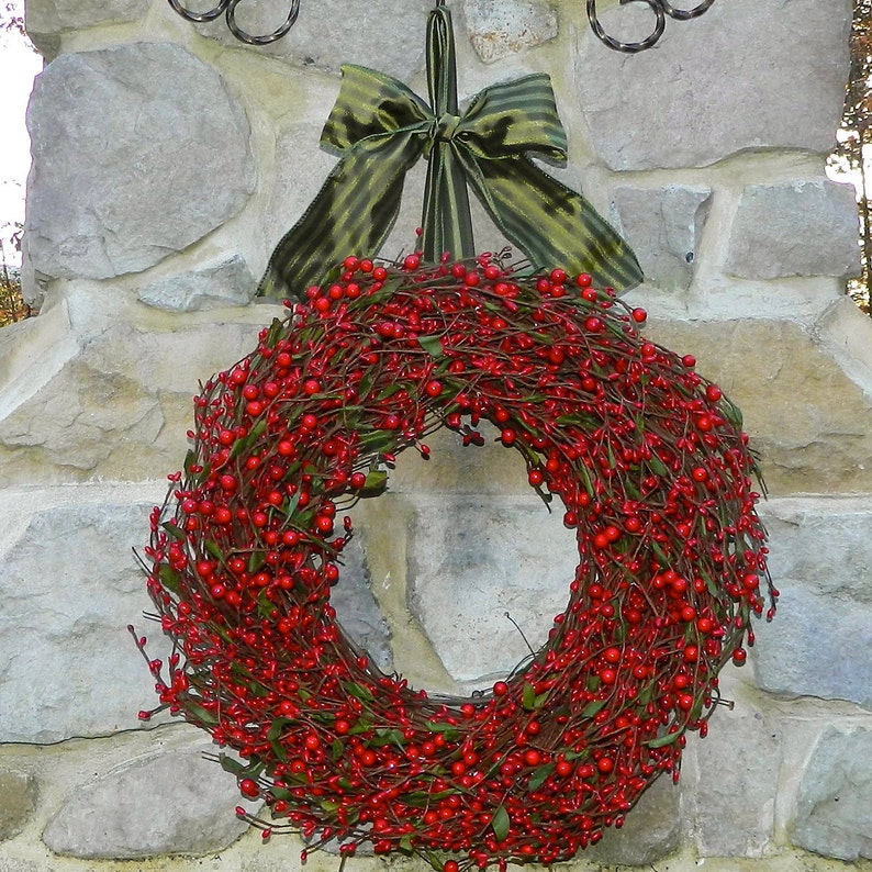 Red Berry Wreath Berry Wreath Choose Bow Red Wreath Christmas Wreath