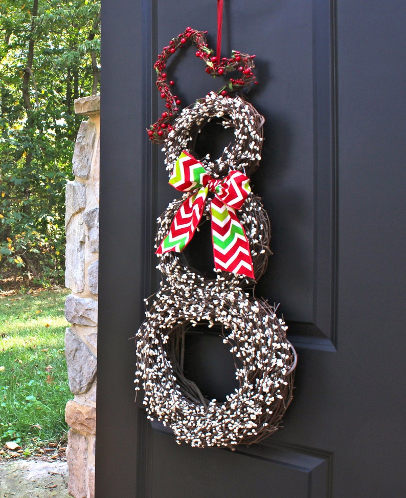 Snowman Wreath Christmas Wreath Chevron Wreath Snowmen Wreath Winter Wreath