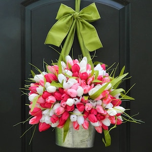 Spring Wreath -  Tulip Wreath - Pink Wreath - Easter Wreath - Choose Color - Many to choose