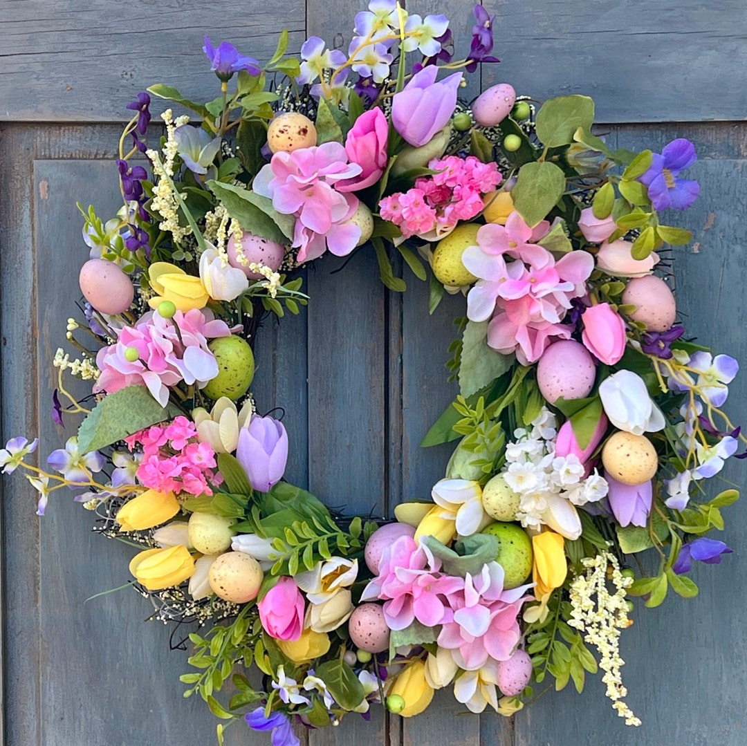 Easter Wreath  Easter Egg Wreath  Easter Floral Wreath