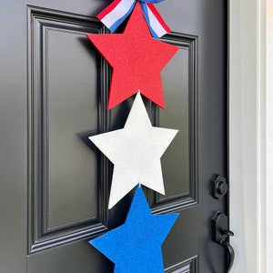 Patriotic Door Decor Glitter Star Wreath Fourth of July Door Hanger 4th of July Wreath Alternative Stars and Stripes Wreath image 3