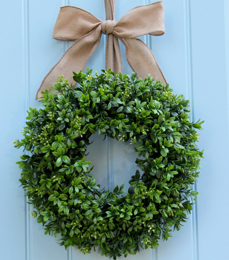 Boxwood Wreath All Season Wreath Artificial Boxwood Door Etsy