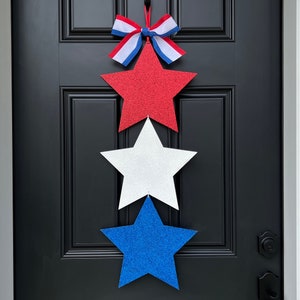 Patriotic Door Decor Glitter Star Wreath Fourth of July Door Hanger 4th of July Wreath Alternative Stars and Stripes Wreath image 4