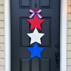 Patriotic Door Decor Glitter Star Wreath Fourth of July Door Hanger 4th of July Wreath Alternative Stars and Stripes Wreath image 2