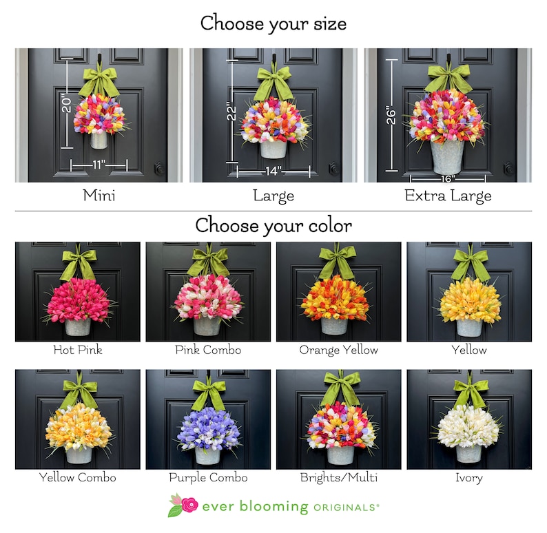 Bright Spring Wreath Customized Tulip Wreath Many Colors You Choose Color Combo image 6