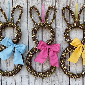 Easter Bunny Wreath - Bunny Wreath - Spring Wreath  - Easter Rabbit Decoration - Choose Bow Color