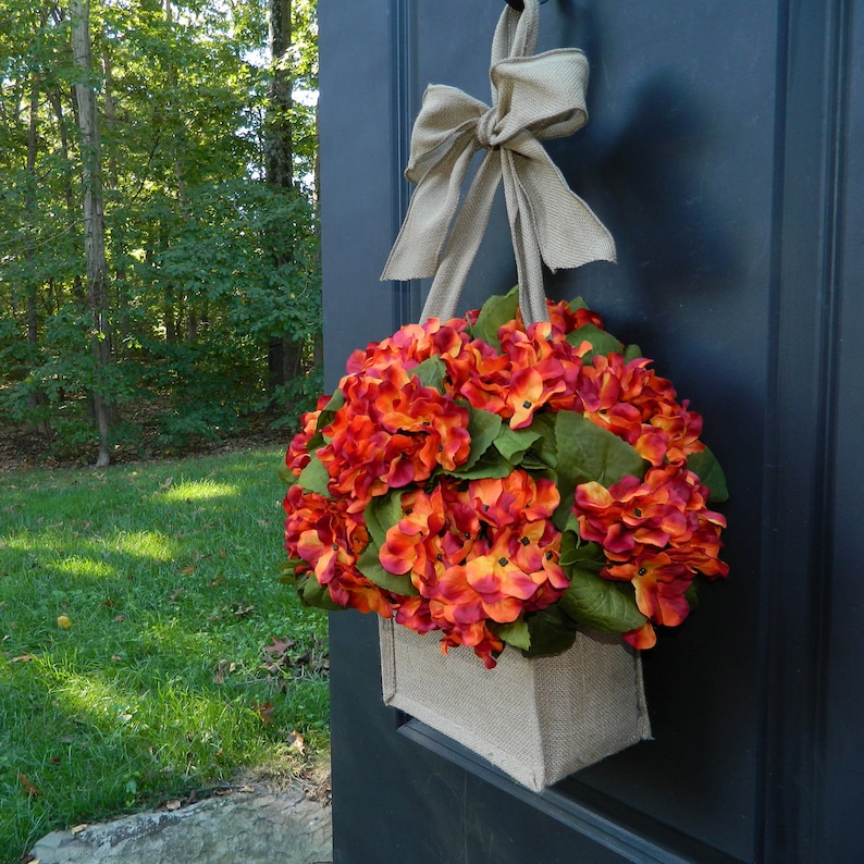 Download Hydrangea Wreath Choose Color Fall Wreath Orange Wreath | Etsy