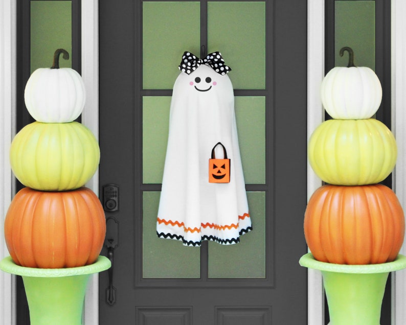 Ghost Door Wreath Halloween Wreath Fall Wreath Fall Door Decor image 2