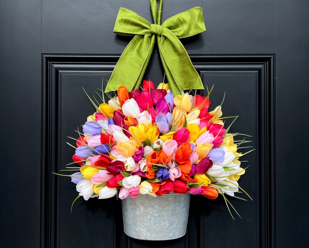Bright Spring Wreath Customized Tulip Wreath Many Colors You Choose