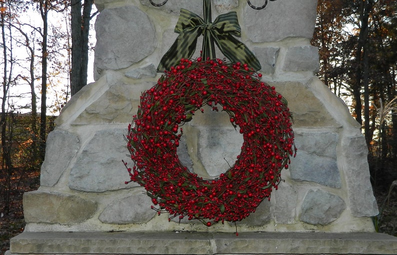 Red Berry Wreath Berry Wreath Choose Bow Red Wreath Christmas Wreath
