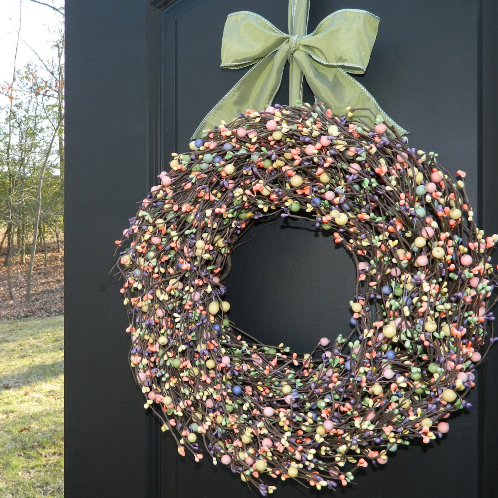 Spring Wreath Outdoor Wreath Berry Wreath Easter Wreath Etsy