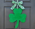 St. Patrick's Wreath - Saint Patrick's Day Door Decor - Glitter Shamrock Door Hanger
