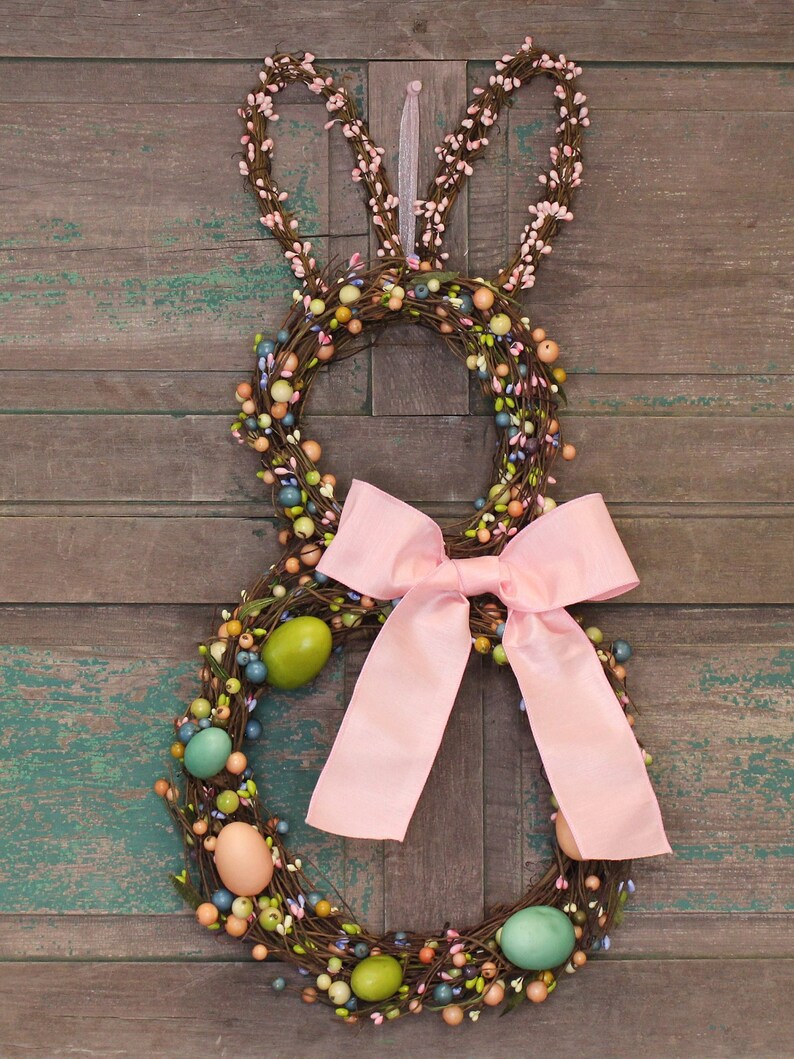 Easter Wreath Bunny Wreath Easter Door Hanger Easter Etsy