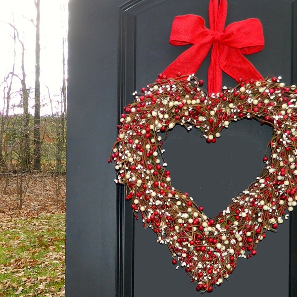 Heart Wreath - Valentine Wreath - Valentine Gift - Door Wreath - Large Wreath