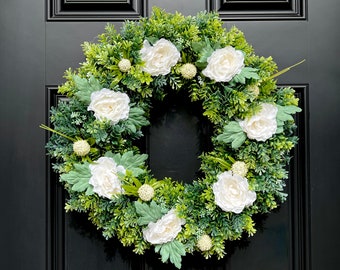 All Season Wreath - Boxwood Wreath - Farmhouse Wreath - Year Round Wreath