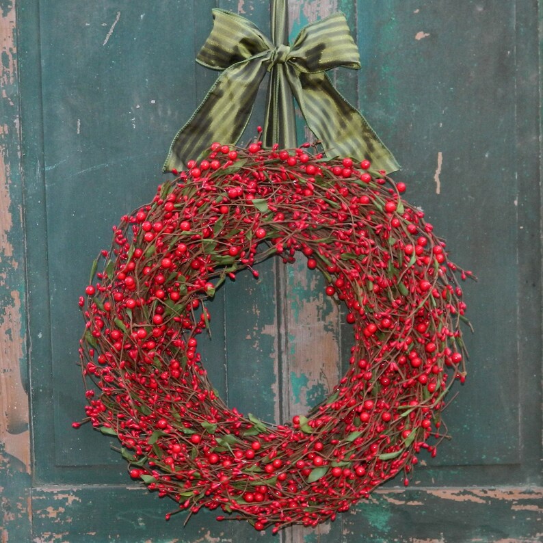 Red Berry Wreath Berry Wreath Choose Bow Red Wreath Christmas Wreath