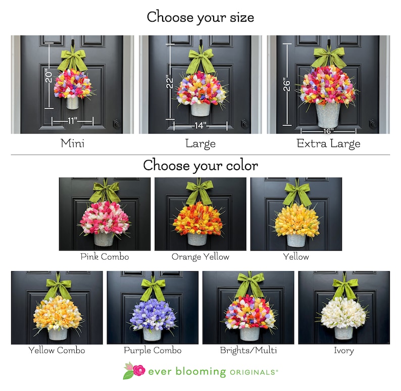 Spring Wreath Tulip Wreath Pink Wreath Easter Wreath Choose Color Many to choose image 7