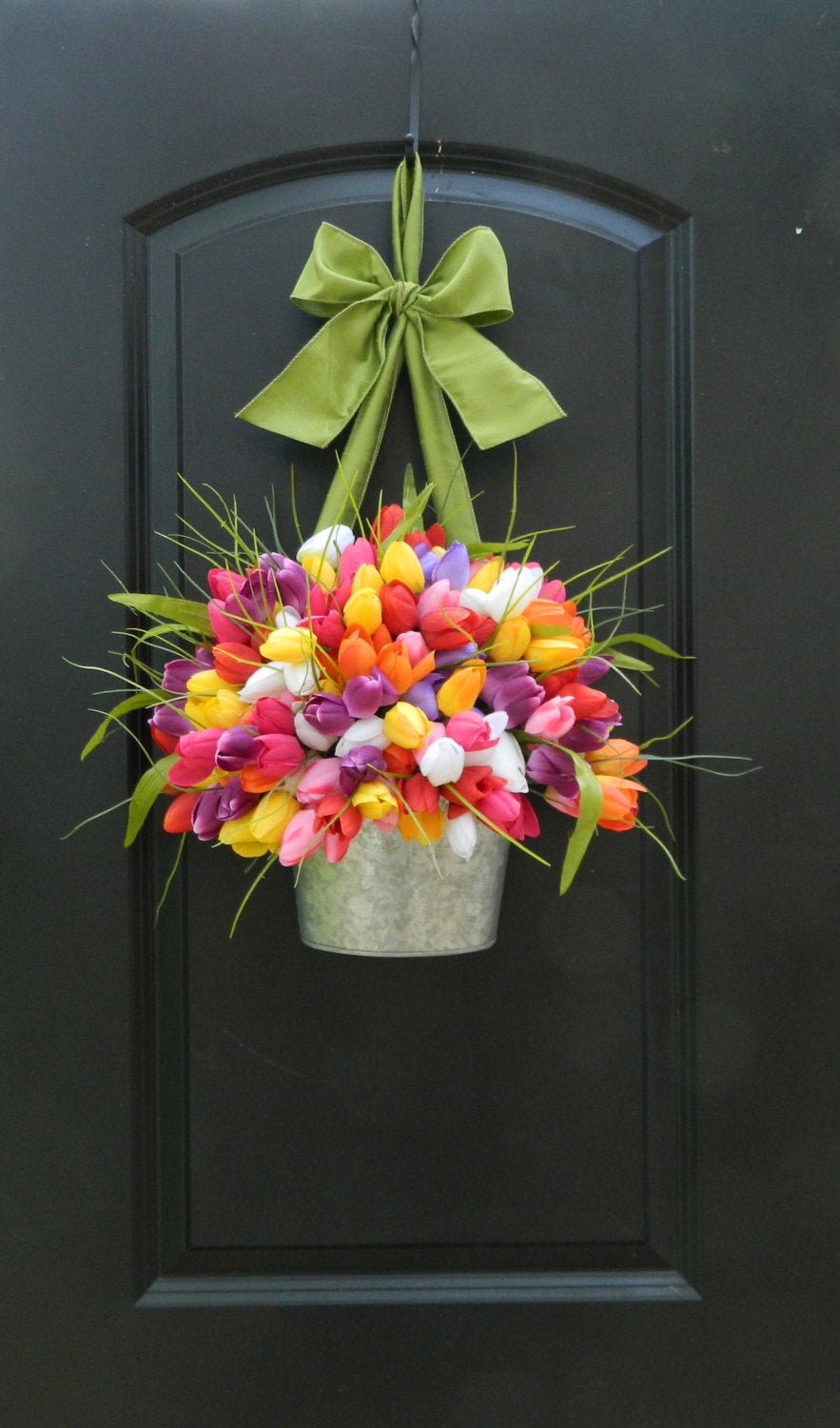 Bright Spring Wreath Customized Tulip Wreath Many Colors Etsy
