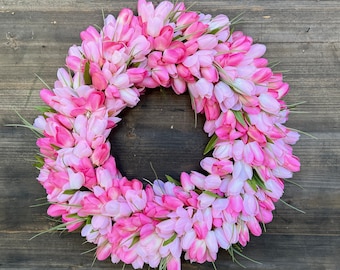 Tulip Wreath - Pink Tulip Wreath - Easter Wreath - Spring Floral Wreath