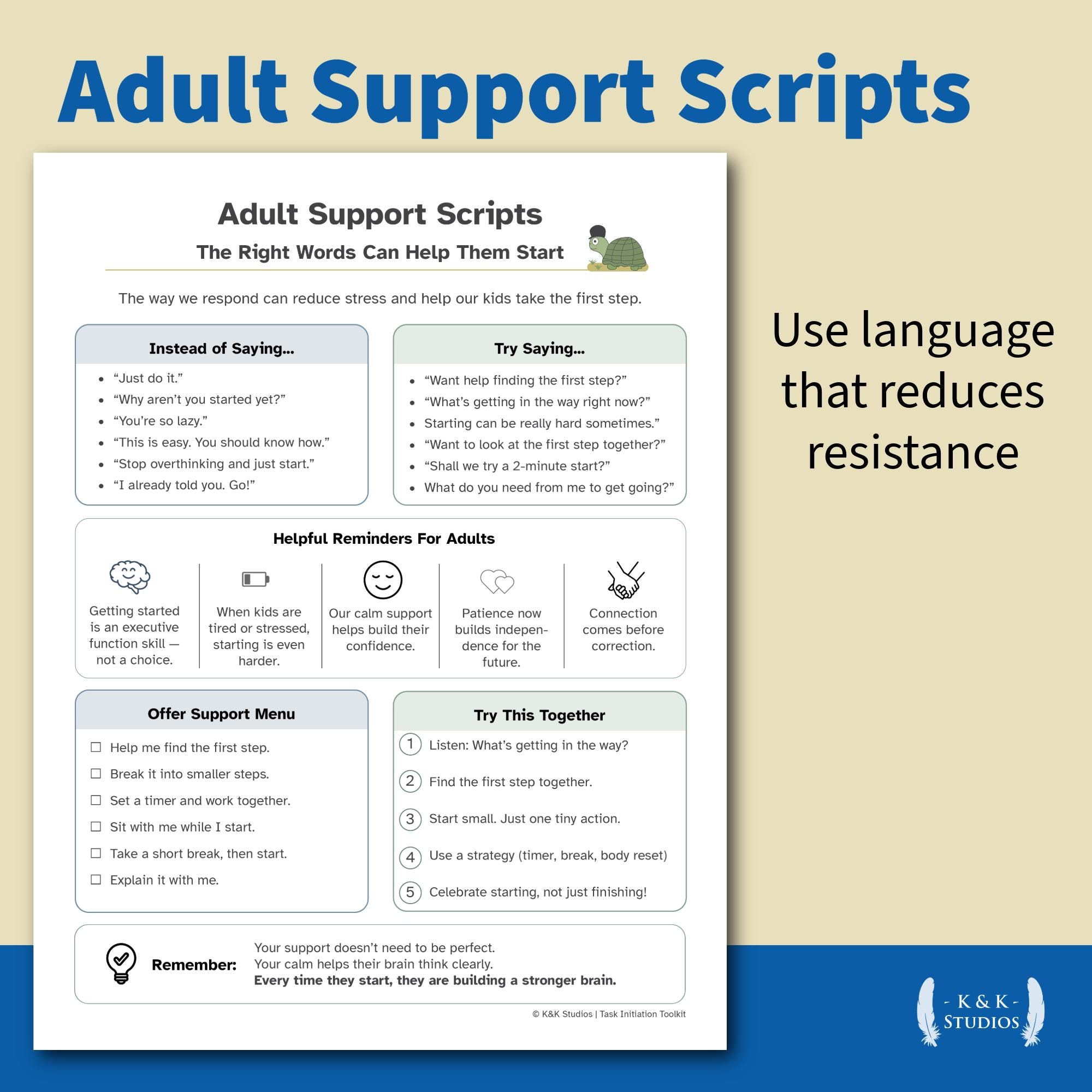 ADHD Task Initiation Toolkit Printable | Kids Executive Function ...