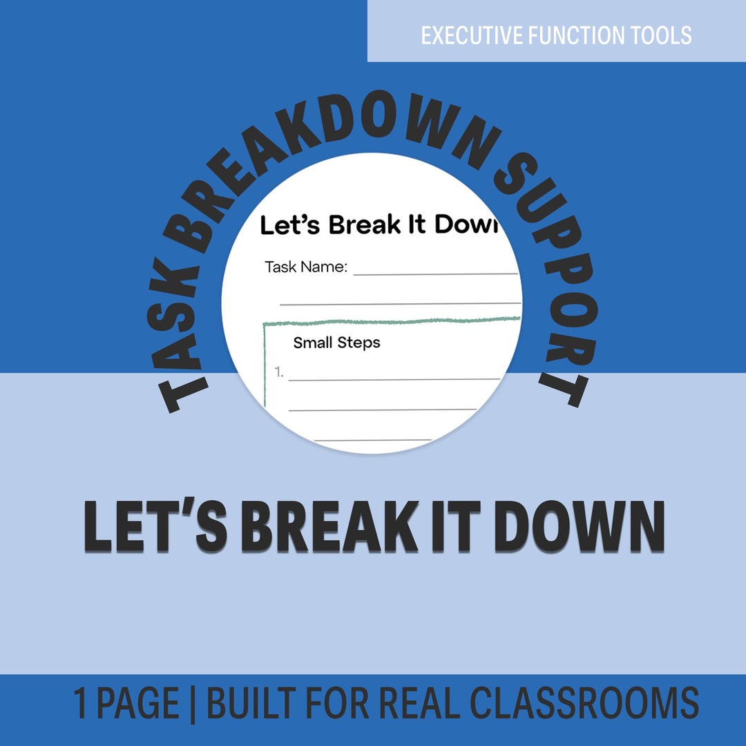 ADHD Task Breakdown Printable | Executive Function Tool (digital ...