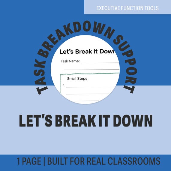 ADHD Task Breakdown Printable | Executive Function Tool (Digital Download)