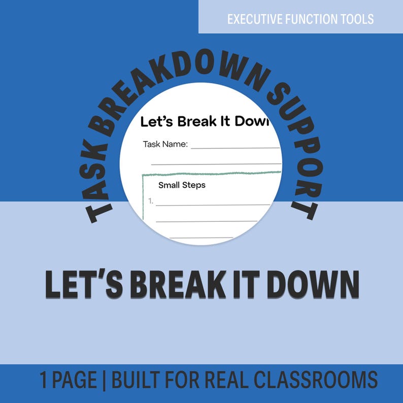 ADHD Task Breakdown Printable | Executive Function Tool (Digital Download) image 1