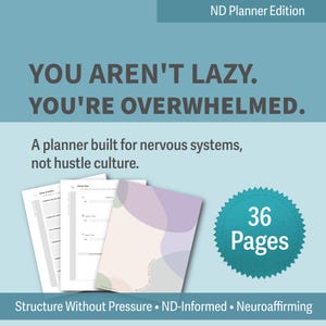 Neurodivergente planner afdrukbare | ADHD- en autismevriendelijke executieve functieplanner | Werkboek voor energiekaarten regelgeving | Ondersteuning bij burn-out