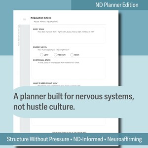 Neurodivergent Planner Printable | ADHD & Autism Friendly Executive Function Planner | Regulation Energy Mapping Workbook | Burnout Support image 2
