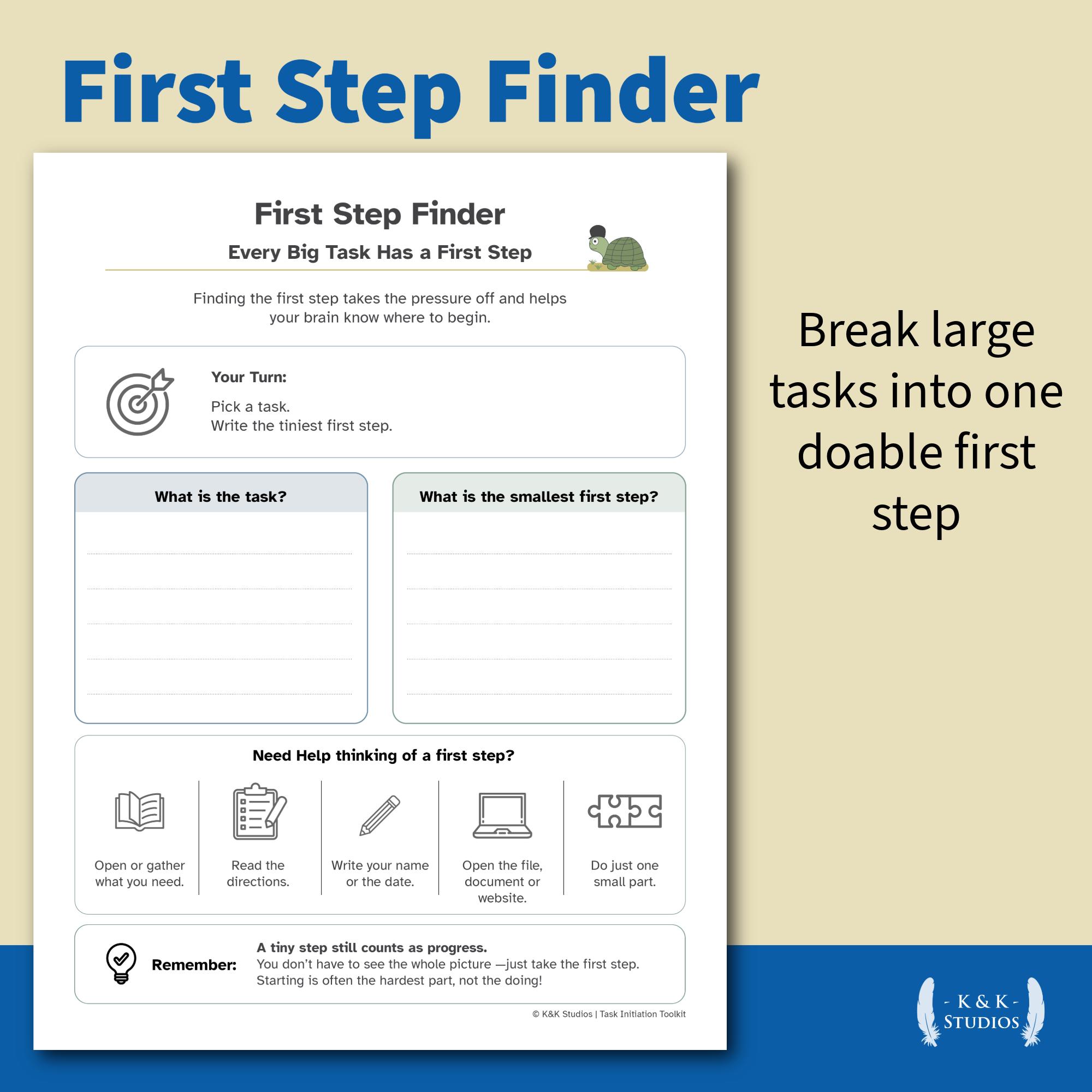 ADHD Task Initiation Toolkit Printable | Kids Executive Function ...