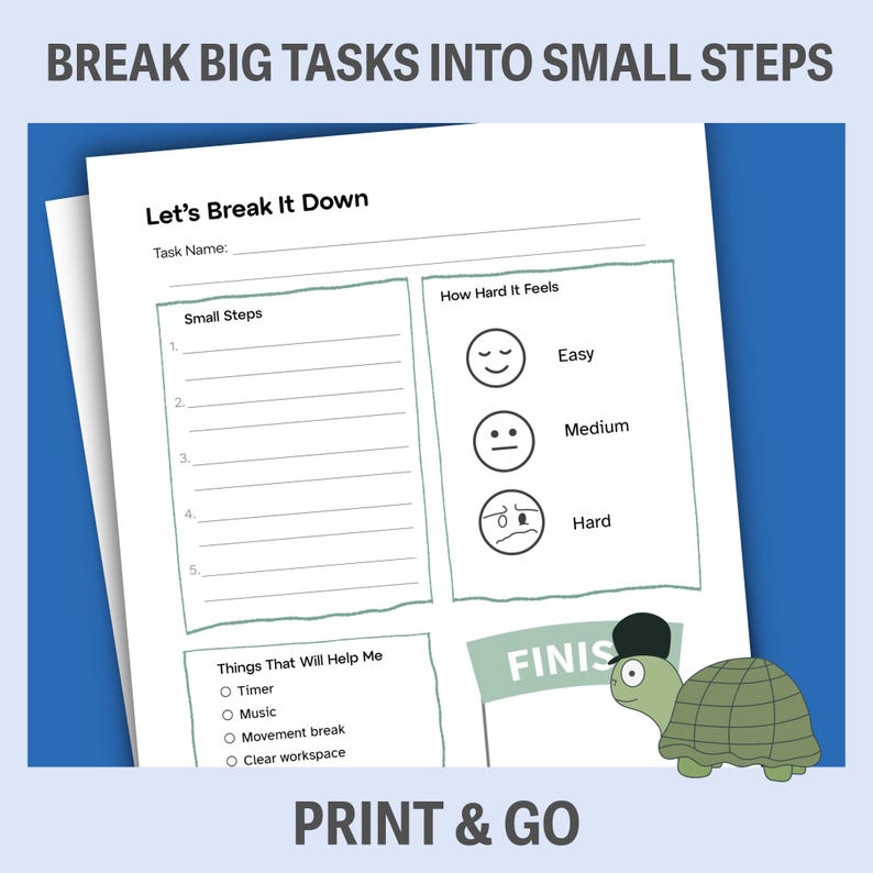 ADHD Task Breakdown Printable | Executive Function Tool (Digital Download) image 2