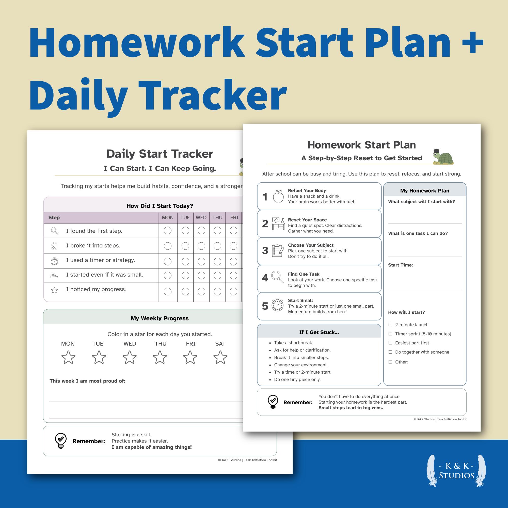 ADHD Task Initiation Toolkit Printable | Kids Executive Function ...