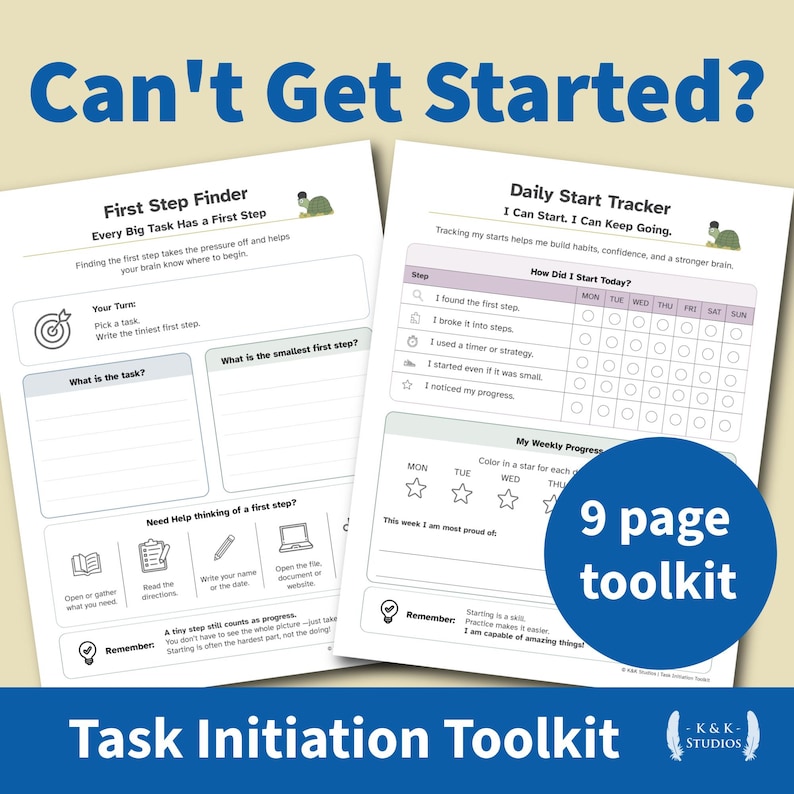ADHD Task Initiation Toolkit Printable | Kids Executive Function ...