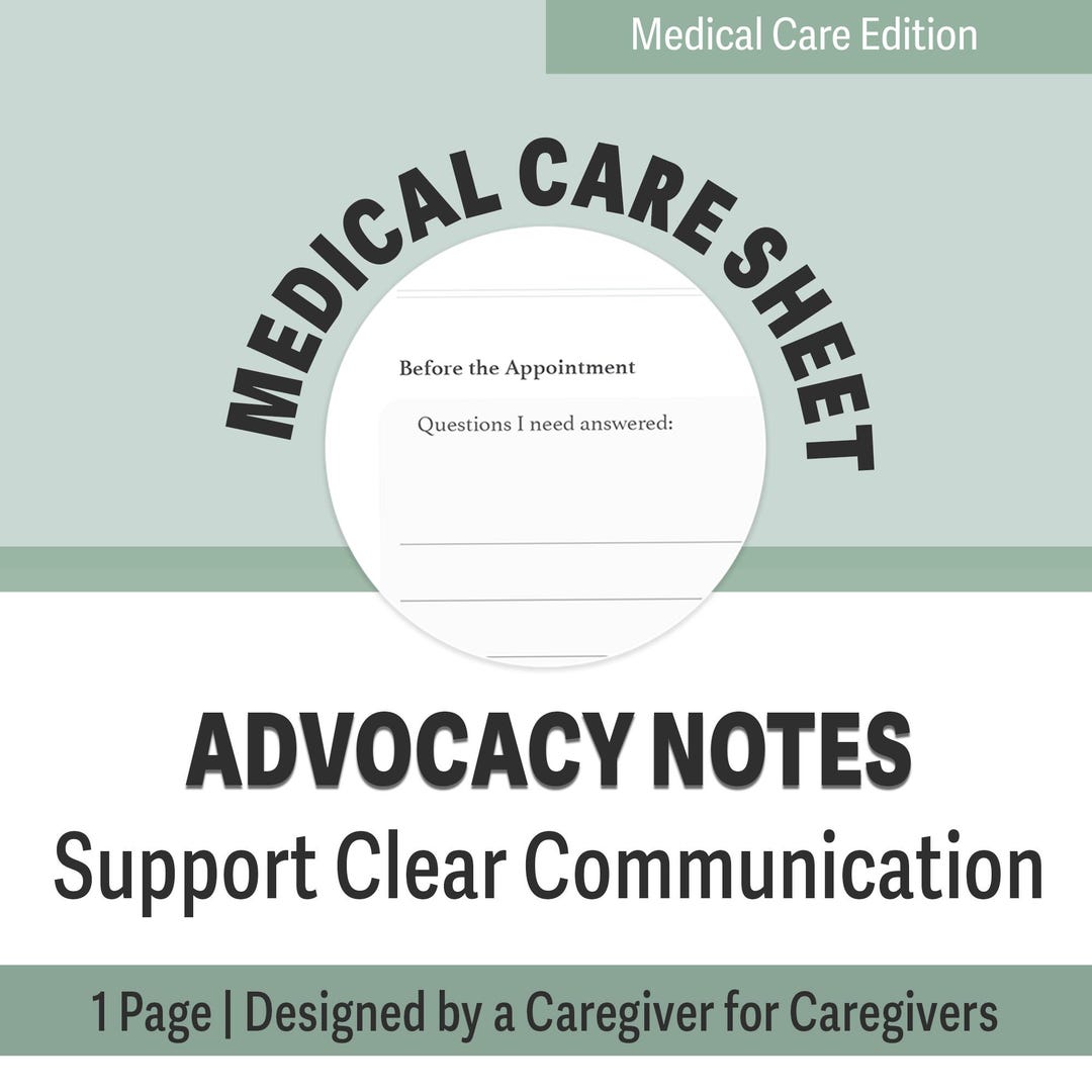 Caregiver Advocacy Notes | Doctor Visit Organizer (digital Download) - Etsy