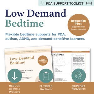 Autisme bedtijdschema afdrukbaar | PDA low-demand slaapondersteuning voor kinderen (pdf-download)