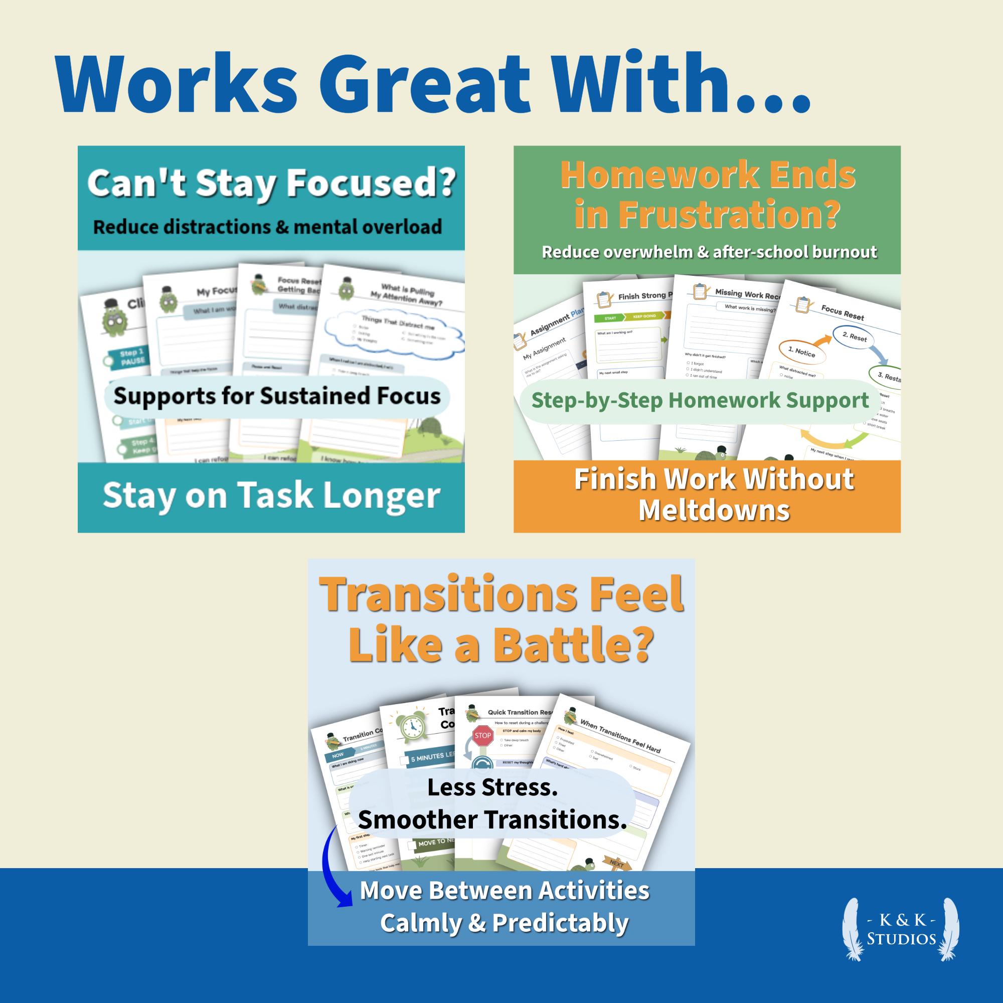 ADHD Task Initiation Toolkit Printable | Kids Executive Function ...