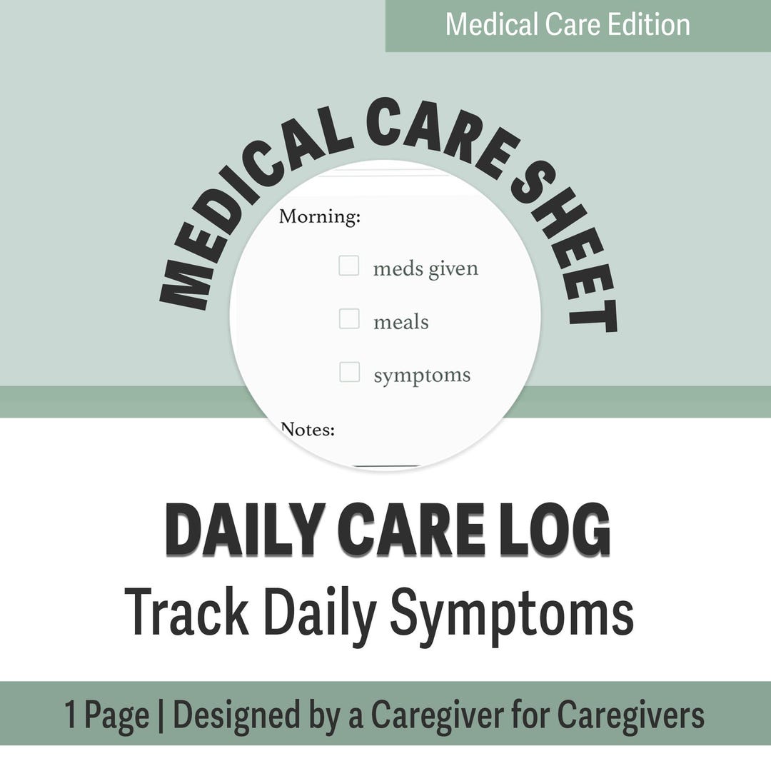 Daily Care Log Printable | Caregiver Daily Tracker | Meds, Behavior ...