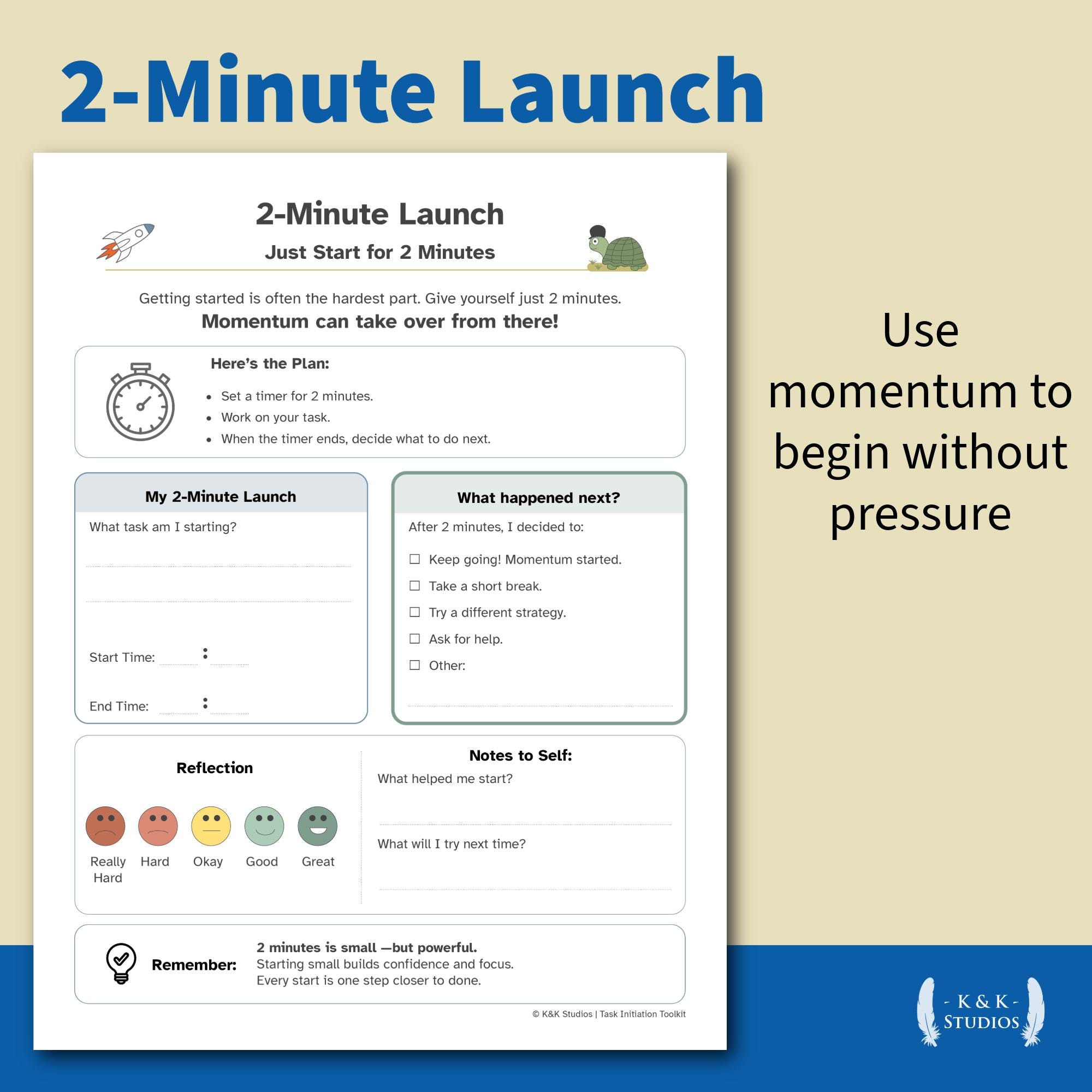 ADHD Task Initiation Toolkit Printable | Kids Executive Function ...