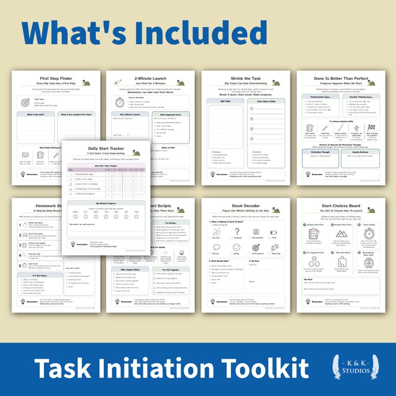 ADHD Task Initiation Toolkit Printable | Kids Executive Function ...