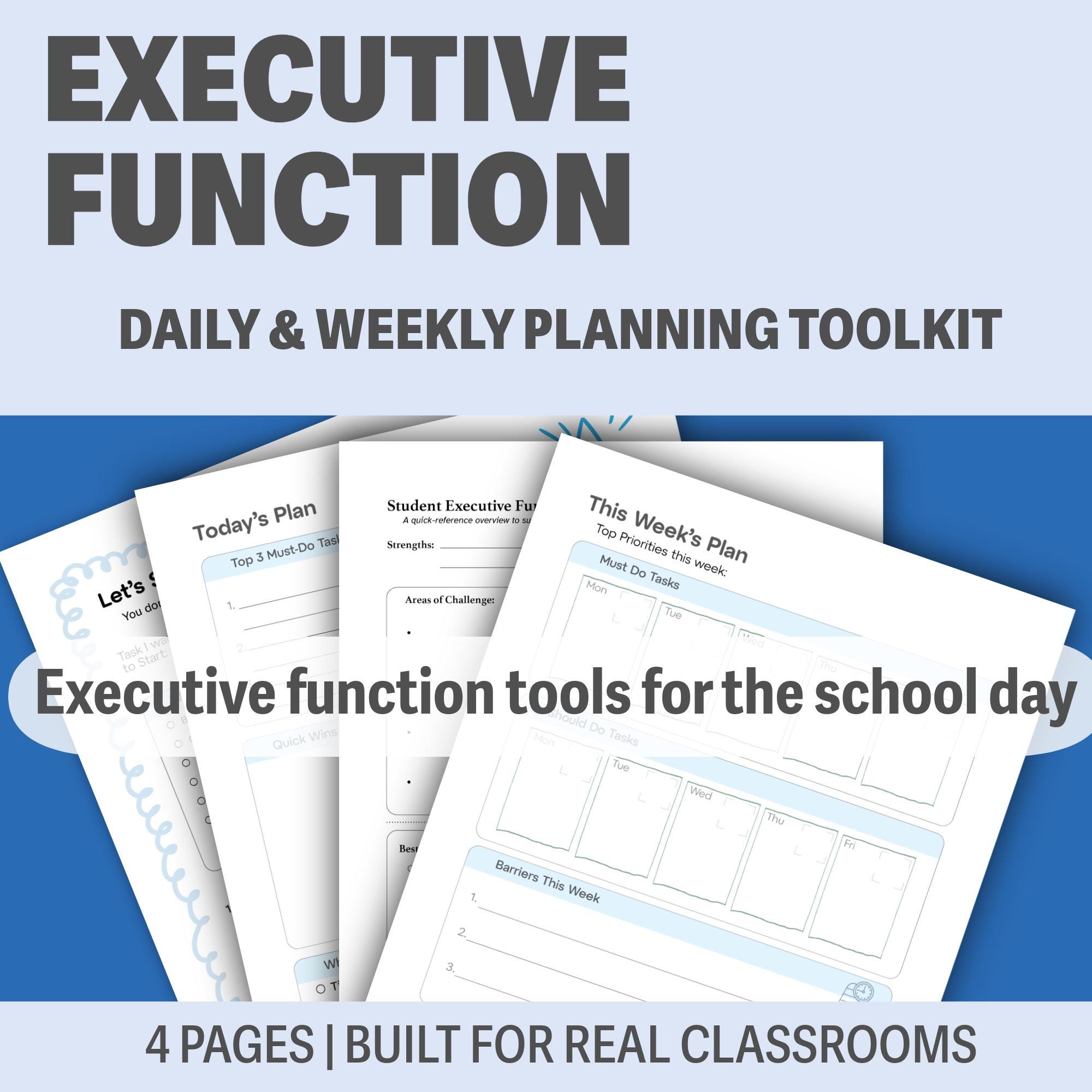 ADHD Planner Bundle – Daily & Weekly Executive Function Toolkit ...