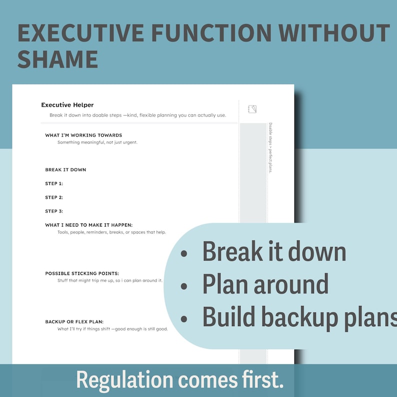 Neurodivergent Planner Printable | ADHD & Autism Friendly Executive Function Planner | Regulation Energy Mapping Workbook | Burnout Support image 5