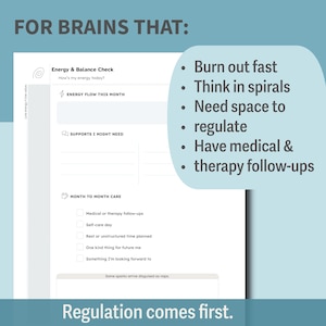 Neurodivergent Planner Printable | ADHD & Autism Friendly Executive Function Planner | Regulation Energy Mapping Workbook | Burnout Support image 6