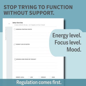 Neurodivergent Planner Printable | ADHD & Autism Friendly Executive Function Planner | Regulation Energy Mapping Workbook | Burnout Support image 3