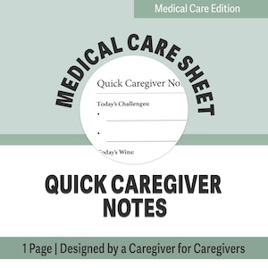 Caregiver Notes Sheet | Medically Complex & ND Support (Printable PDF)