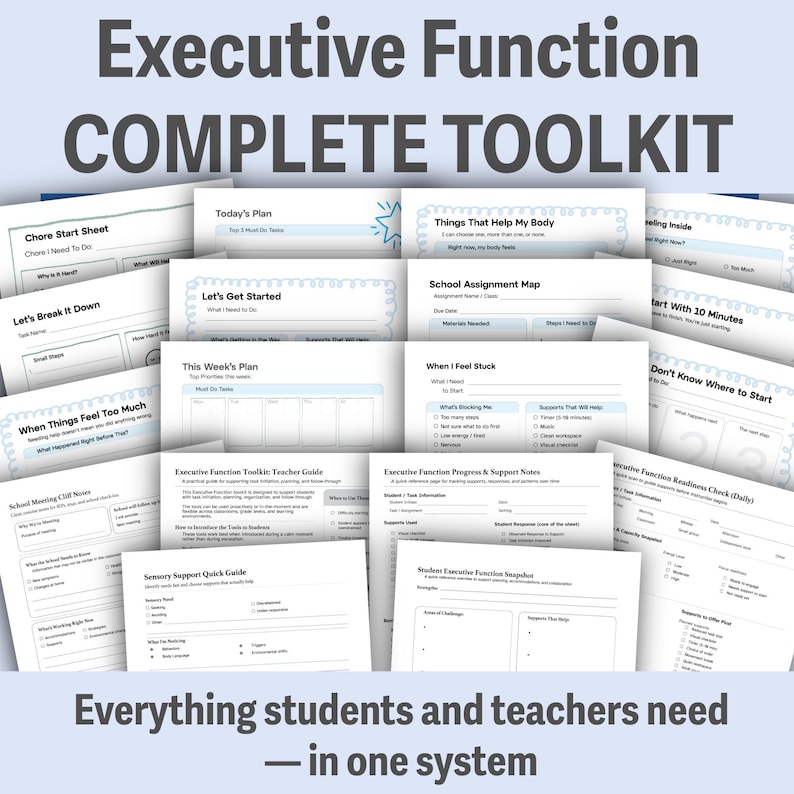 Pianificatore di supporto comportamentale per ADHD e supporto per le funzioni esecutive / Compiti stampabili - Organizzazione PDF immagine 1