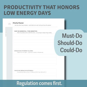 Neurodivergent Planner Printable | ADHD & Autism Friendly Executive Function Planner | Regulation Energy Mapping Workbook | Burnout Support image 4